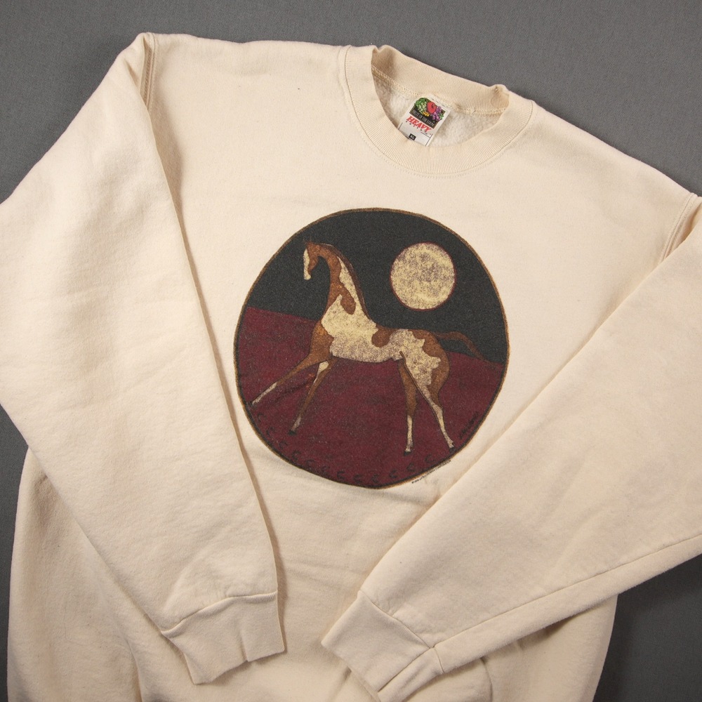 Vintage 1996 Horse Moon Men Sweatshirt XL Boho Southwestern Art Retro Americana